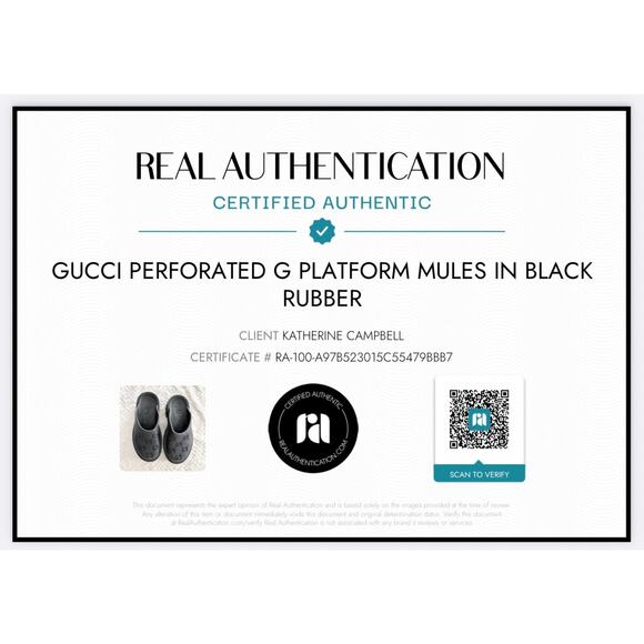 Gucci Perforated G Platform Mules in Black Rubber - Picture 13 of 13